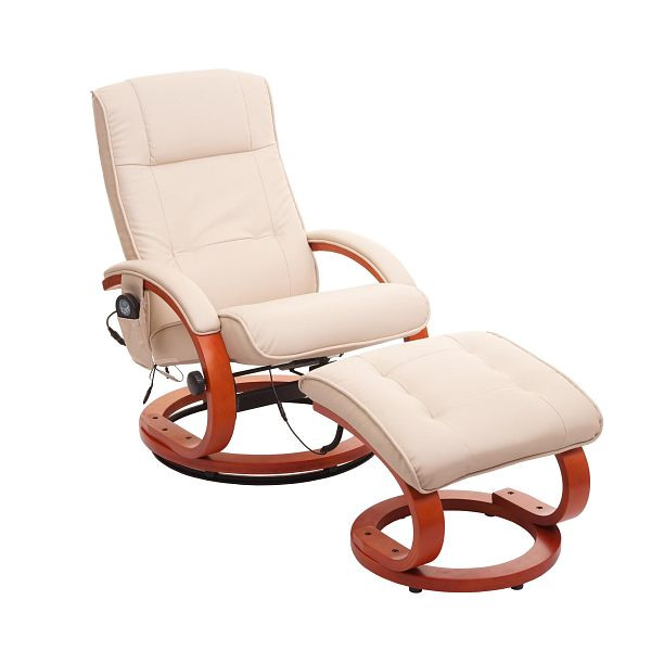 Mendler massage-tv-stoel Pescatori II, relaxstoel, massagestoel, massagefunctie, wit-crème, 8437