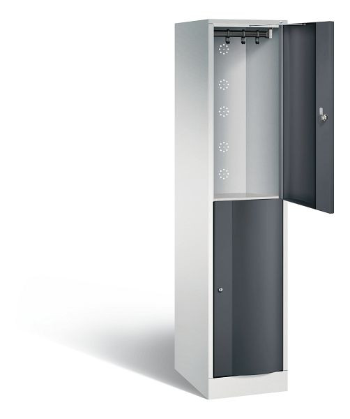 C+P locker dubbellaags Resisto, H1950xB396xD540mm, kleur: lichtgrijs / zwartgrijs, 8270-172 S10055