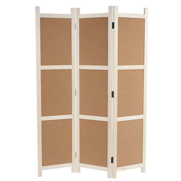 Mendler Paravent HWC-G52, roomdivider, privacyscherm, kurkprikbord, bruin, 3 panelen 166x121cm, 45815