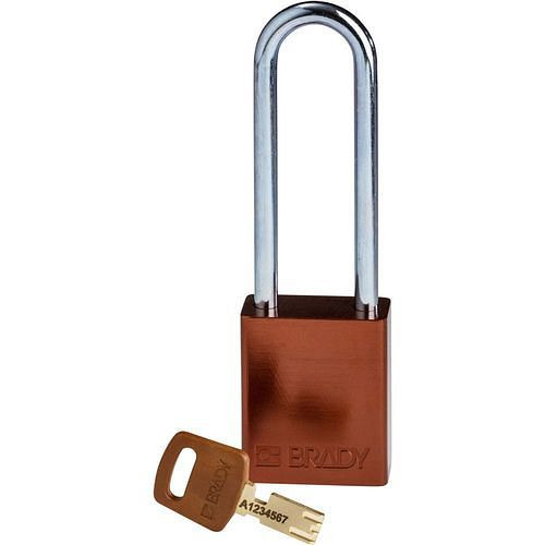 Brady hangslot SafeKey, aluminium heldere beugelhoogte 76,20 mm, bruin, 311994