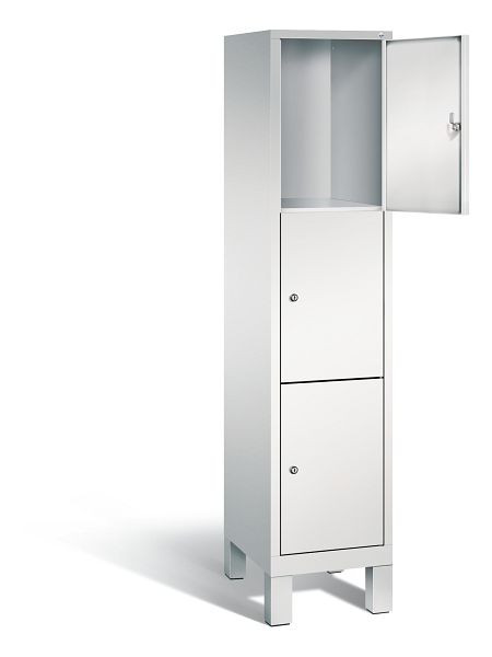 C+P lockerkast Evolo, H1850xB420xD500mm, kleur: lichtgrijs, 3 vakken, 48010-123 S10004