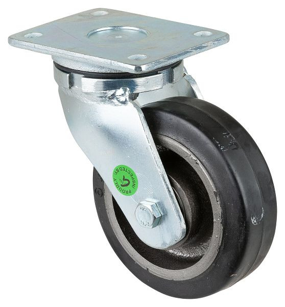 BS Rollen zwaarlastwiel, wielbreedte 50 mm, wiel-Ø 150 mm, draagvermogen 350 kg, zwarte elastische banden, gegoten wiellichaam, kogellagers, RR100.B81.150