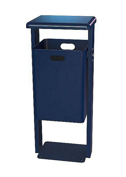 Renner rechthoekige staande afvalcontainer 40 L, met ronde kap (t=3 mm), thermisch verzinkt en voet, kap, gepoedercoat, kobaltblauw, 7083-30PB 5013