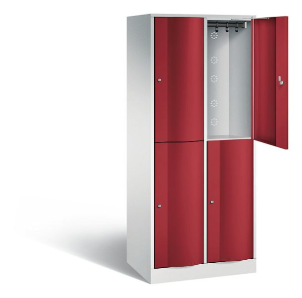 C+P locker dubbellaags Resisto, H1950xW772xD540mm, kleur: lichtgrijs/robijnrood, 8270-272 S10046
