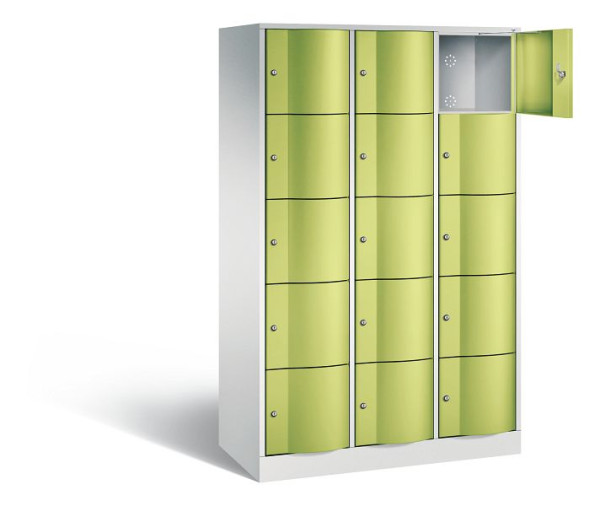 C+P lockerkast Resisto, H1950xB1148xD540mm, kleur: lichtgrijs / virid groen, 8570-372 S10402