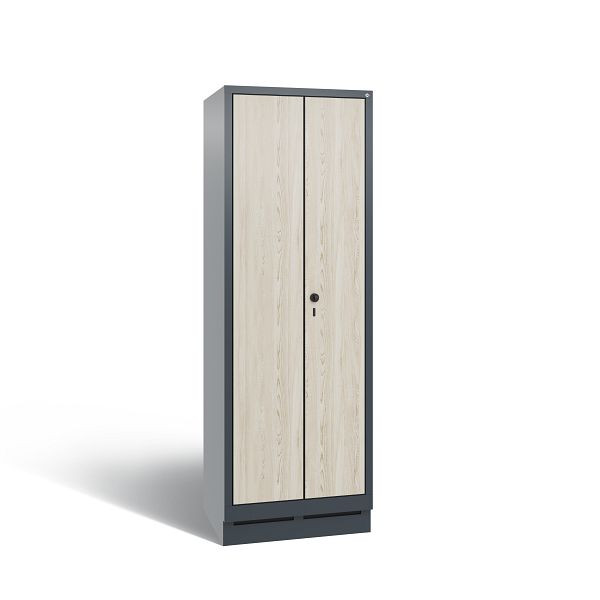 C+P locker Evolo, 2 compartimenten, H1800B610T500 mm, antraciet/HPL essen, 48022-20B S10043