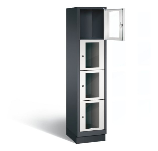 C+P lockerkast Classic, H1800xB420xD500mm, kleur: zwartgrijs/lichtgrijs, 8020A124 S10009