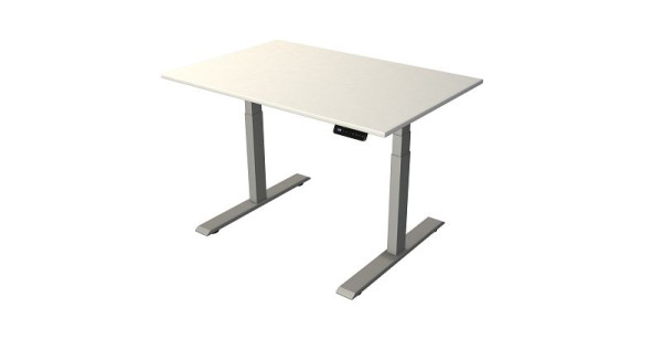 Kerkmann sta-/zittafel B 1200 x D 800 mm, zilver, elektrisch in hoogte verstelbaar van 630 - 1270 mm, wit/zilver, 10275810