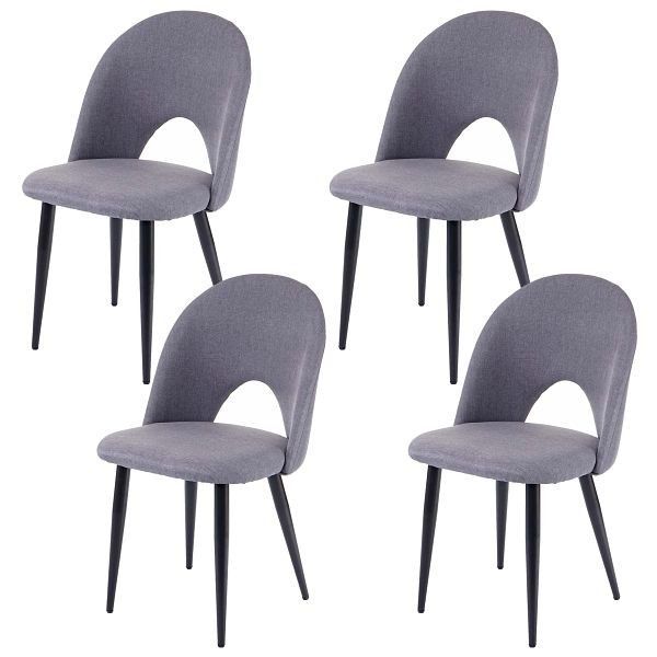 Mendler Set van 4 eetkamerstoelen HWC-D73, stoel keukenstoel, stof/textiel, donkergrijs, 64210