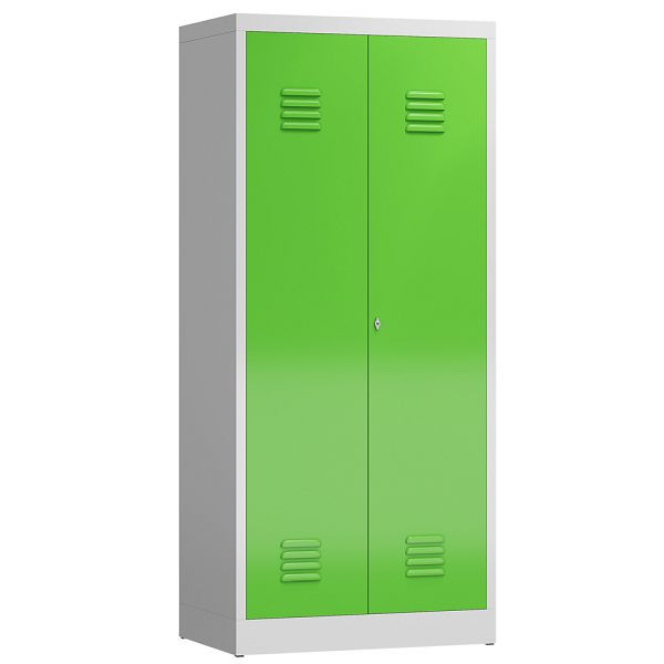 Lüllmann ClassiX multifunctionele locker, 2 compartimenten, 1800 x 800 x 500 mm, lichtgrijs/geelgroen, X-515715