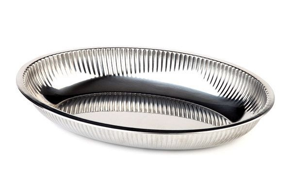 APS RVS schaal, 26,5 x 18,5 cm, hoogte: 4 cm, RVS, rolrand, 40110