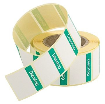 Contacto dinsdag groene etiketten, VE: 500 stuks op rol, 4371/052
