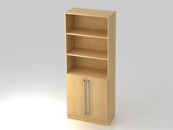 Hammerbacher kast 5OH, 2 deuren onder plintpaneel, chromen handgreep esdoorn/esdoorn, 80x42x200,4 cm (BxDxH), V7700/3/3/CE