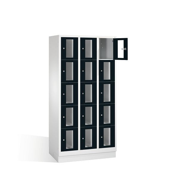 C+P lockerkast Classic, H1800xB900xD500mm, kleur: lichtgrijs / zwartgrijs, 8020A305 S10005
