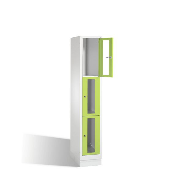 C+P lockerkast Classic, H1800xB320xD500mm, kleur: lichtgrijs / virid groen, 8020A103 S10007
