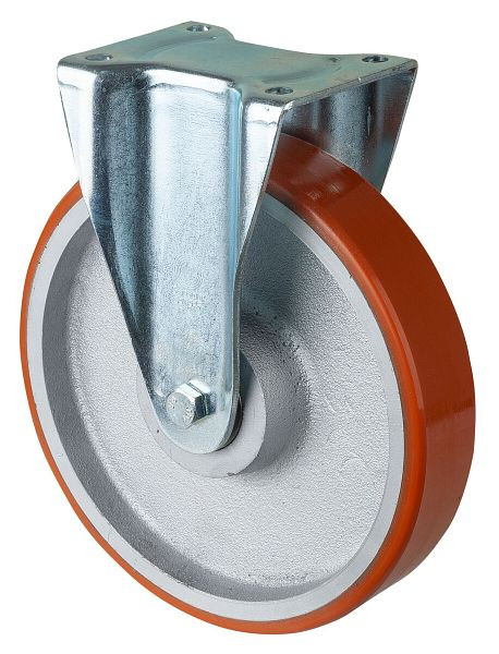 BS Rolls Zwaarlastwiel, bokwiel, wielbreedte 50 mm, wiel-Ø 250 mm, 1200 kg, loopvlak polyurethaan gegoten 95 Shore A, gegoten, kogellager, L610.C10.250