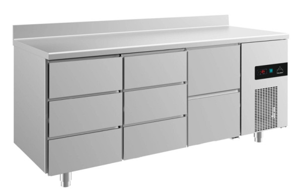 A&S Polarny koeltafel -2 tot +8°C met 1x twee laden rechts en 2x drie laden, 1865 x 700 x 850 mm, met opstand, KT3DDZA