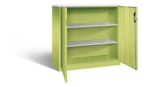 C+P kantoorkast Acurado, H1200xB1200xD400mm, kleur: Viridin groen / Viridin groen, verzonken handgreep, 3 niveaus, 9467-1200 S10170