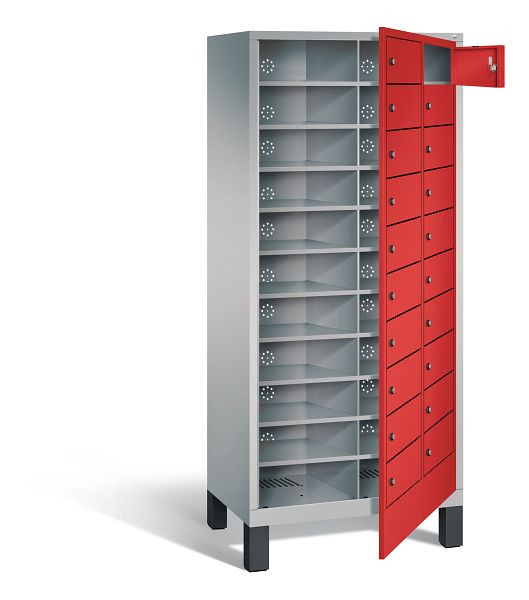 C+P wasverzamelkast Evolo, H1850xW810xD500mm, kleur: wit aluminium / vuurrood, 48060-210 S10066