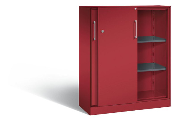 C+P schuifdeurkast Asisto, H1310xB1000xD435mm, kleur: robijnrood, beugelgreep, 3 niveaus, 142032-000 S10132