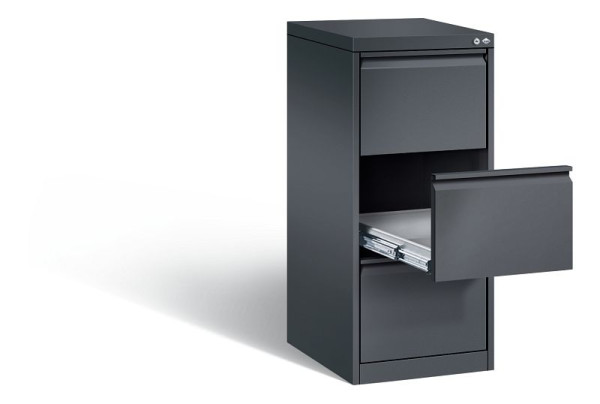 C+P archiefkast Acurado, H1045xB433xD590mm, kleur: zwart-grijs, handgreep, 12423-321 S10001