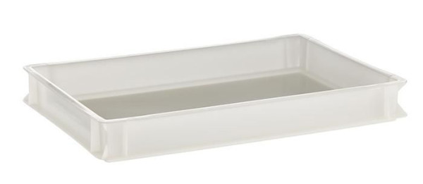 APS deeg- en pizzabollencontainer, 60 x 40 cm, hoogte: 7,5 cm, polyethyleen, wit, binnenmaat: 56,5 x 36,5 cm, hoogte: 7 cm, 14 liter, 82440
