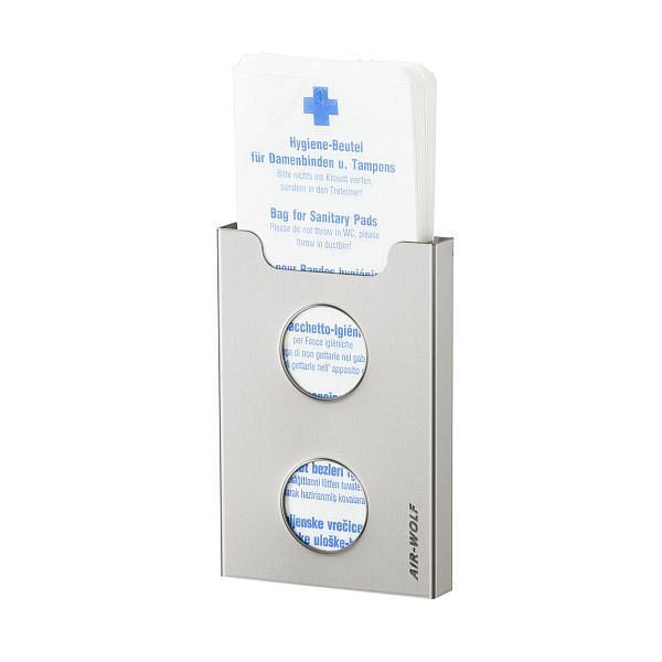 Air Wolf hygiënezakjesdispenser, serie Lobo, H x B x D: 195 x 133 x 26 mm, gecoat roestvrij staal, 40-602