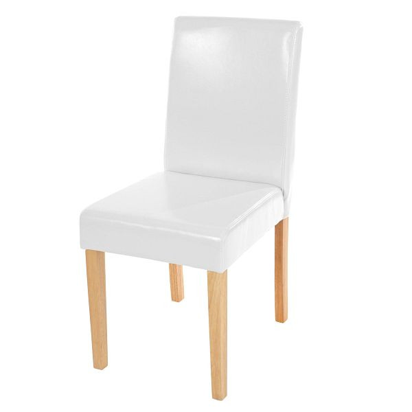 Mendler eetkamerstoel Littau, keukenstoel, kunstleer, wit, lichte poten, 74393