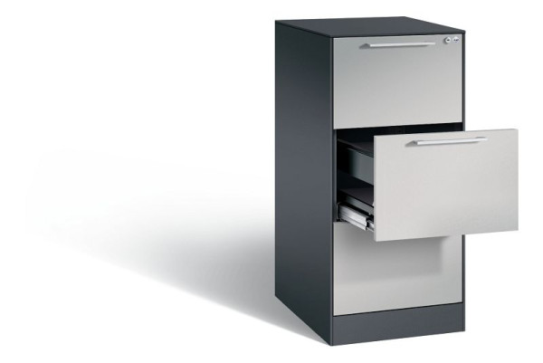 C+P hangarchiefkast Asisto, H1010xB440xD600mm, kleur: zwart grijs/wit aluminium, beugelgreep, 146245-311 S10013