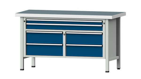 ANKE werkbanken kistwerkbank, model 255 V, 1500 x 700 x 850 mm, RAL 7035/5010, UBP 50 mm, 304.090