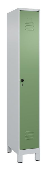 C+P Umkleidespind Classic PLUS, Füße, 1950x300x500mm, 7035/6011, Drehriegel, 080010-10 S10006