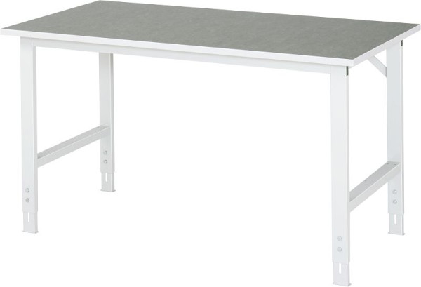 RAU werktafel Tom serie (6030) - in hoogte verstelbaar, werkblad met linoleum/universele bekleding, 1500x760-1080x800 mm, 06-625L80-15.12