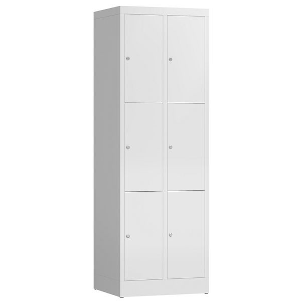 Lüllmann ClassiX lockerkast, 2 compartimenten met elk 3 compartimenten, 1800 x 590 x 500 mm, signaalwit, X-520327