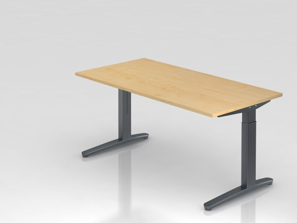 Hammerbacher bureau C-onderstel 160x80cm esdoorn/grafiet, rechthoekige vorm, VXB16/3/GG