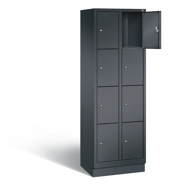 C+P lockerkast Evolo, H1800xB610xD500mm, kleur: zwart-grijs, 48020-204 S10111