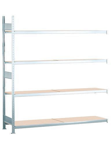 Schulte breedvakstelling met spaanplaat, aanbouwveld, 4 opbergniveaus, vakbreedte 2000 mm, 2006 x 436 x 2500 mm, 278945