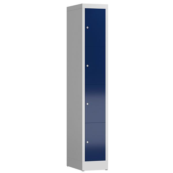 Lüllmann ClassiX lockerkast, 1 compartiment, 4 compartimenten, 1800 x 310 x 500 mm, lichtgrijs/gentiaanblauw, X-520411
