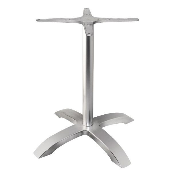 Bolero tafelvoet met kruisvoet geborsteld aluminium 68cm hoog, GG660
