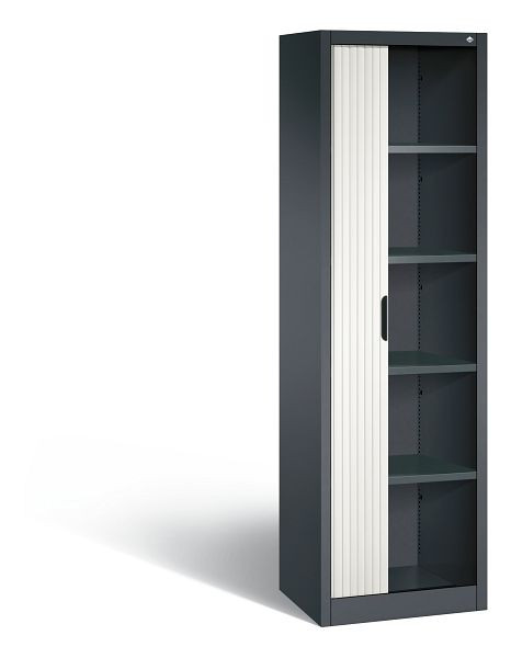 C+P rolluikkast Omnispace, H1980xB600xD420mm, kleur: zwartgrijs / verkeerswit, verzonken greep, 5 niveaus, 3200-00R S10101