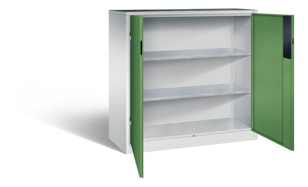 C+P gereedschapskast Acurado, H1200xB1200xD500mm, kleur: lichtgrijs / reseda groen, verzonken handgreep, 8531-052 S10187