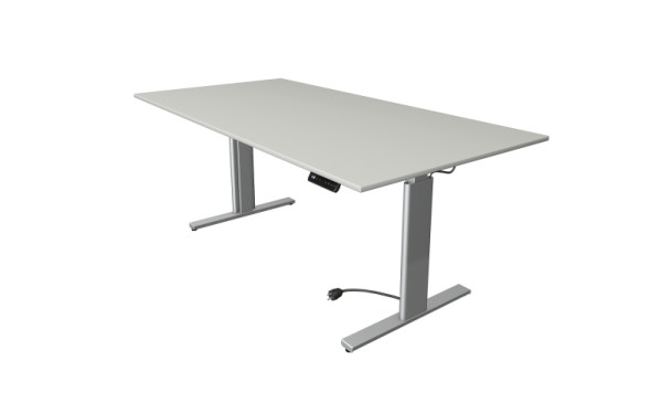 Kerkmann Move 3 zit-/statafel zilver, B 2000 x D 1000 mm, elektrisch in hoogte verstelbaar van 720-1200 mm, lichtgrijs, 10233611