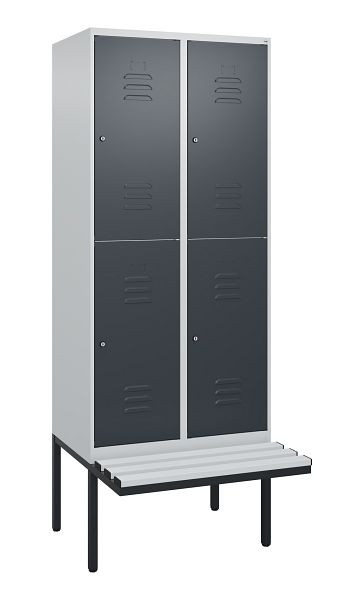 C+P dubbeldekskast Classic PLUS, 2 compartimenten, 2120x800x815mm, 7035/7016, cilindersloten, zwevende zitting, 0803407-22 S10023