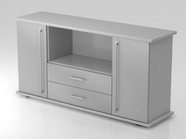 Hammerbacher dressoir 2 deuren, 2 lades, relinggreep grijs/zilver, 166,1x44,8x84 cm (BxDxH), VSBTS/5/S/RE