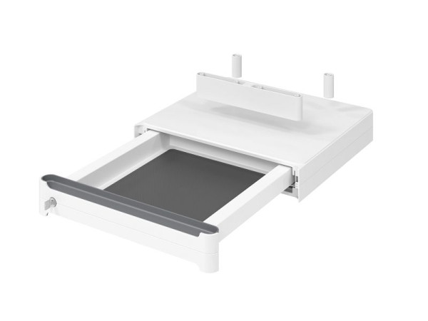 Hammerbacher onderbouwlade van kunststof VUCBS, kleur: wit, grijze handgreep, buitenafmetingen: 43 x 41 x 7 cm (BxDxH), VUCBS/W