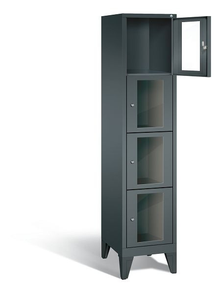 C+P Schließfachschrank Classic, 4 Fächer, H1850xB420xT500 mm, Anthrazit, 8010A124 S10023