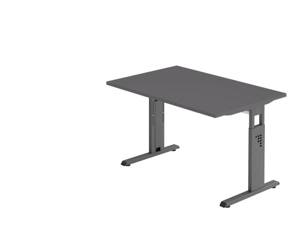 Hammerbacher bureau C-poot 120x80cm grafiet/grafiet, werkhoogte 65-85 cm, VOS12/G/G