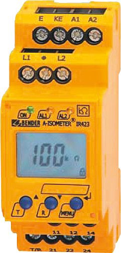 ELMAG isolatiebewaking BENDER IR423 2-traps voor apparaten met HONDA/HATZ-motor, waarschuwing op niveau 1 en uitschakeling op niveau 2, 53325