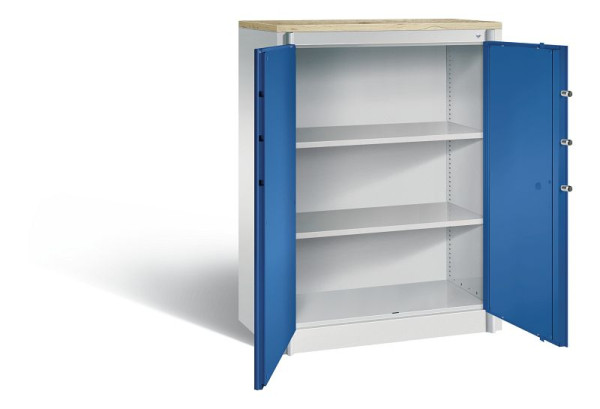 C+P brandwerende kast Certos, H1226xB930xD500mm, kleur: lichtgrijs / gentiaanblauw, handgreep, 3 niveaus, 1171-00 S10329