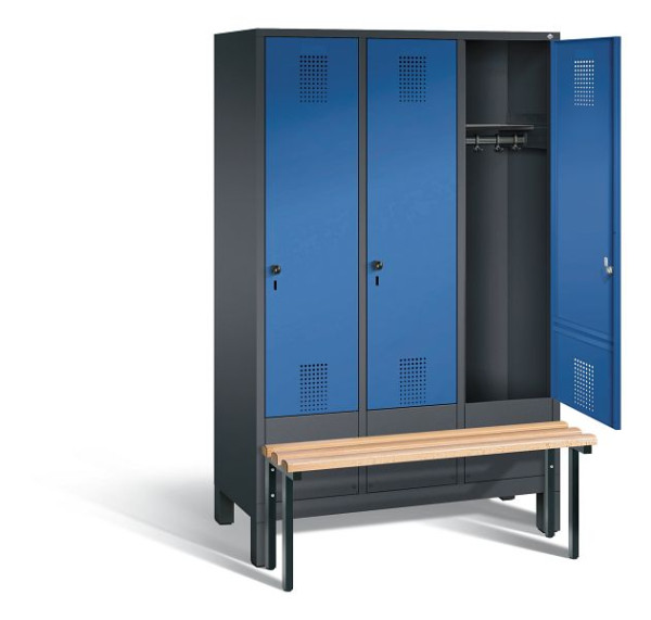 C+P garderobe Evolo, H1850xB1200xD815mm, kleur: zwartgrijs / gentiaanblauw, 48030-32 S10098