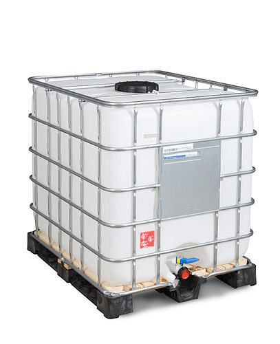 DENIOS Recobulk IBC Container, Holz-Palette, 1000 l, Öffnung NW225, Auslauf NW50, 266-177